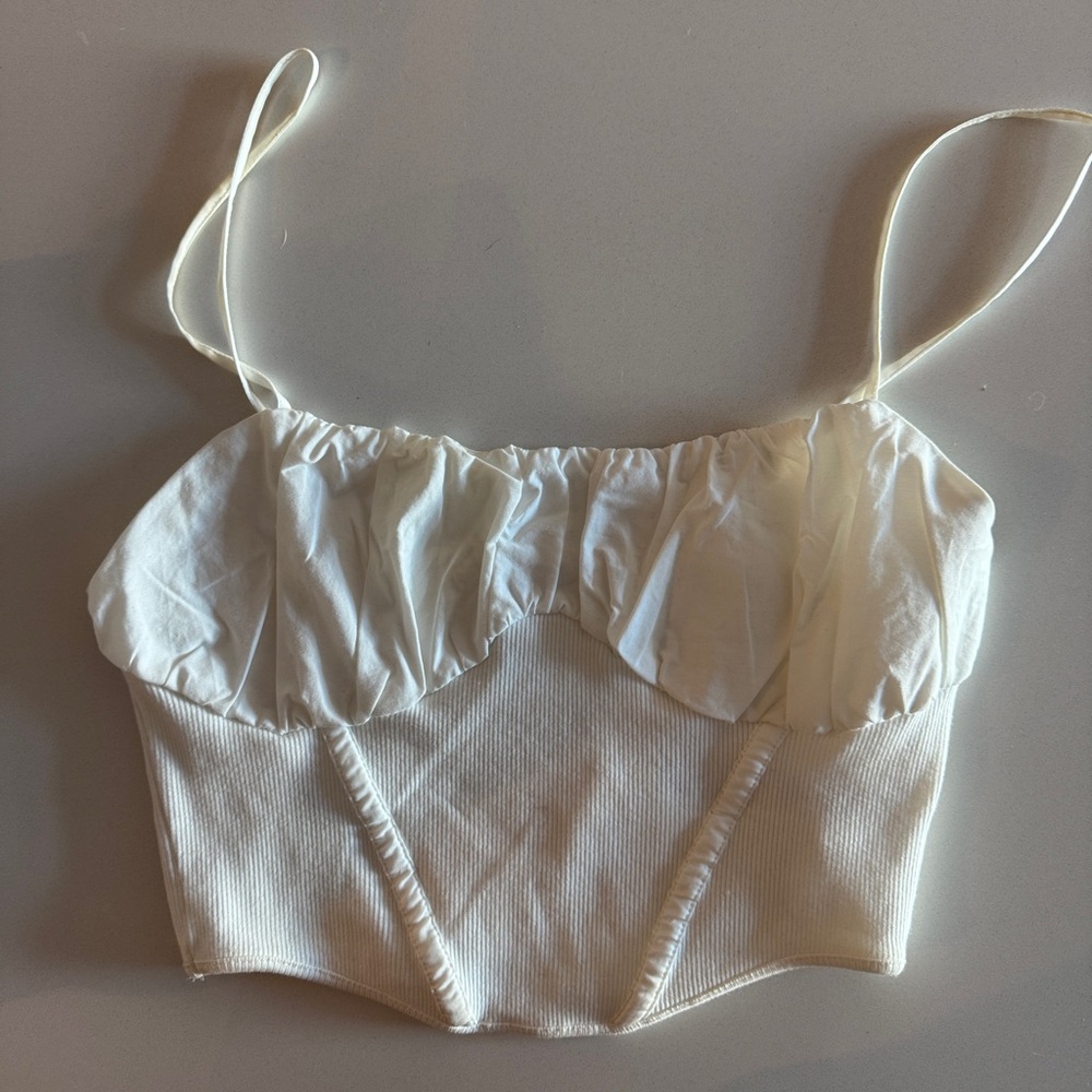 White Runched Crop Top Zara